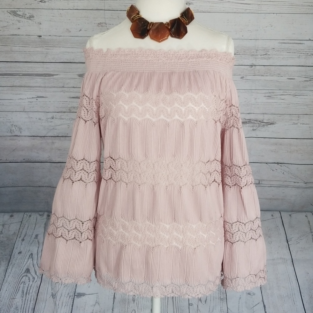 Off the Shoulder Lace Embellished Top